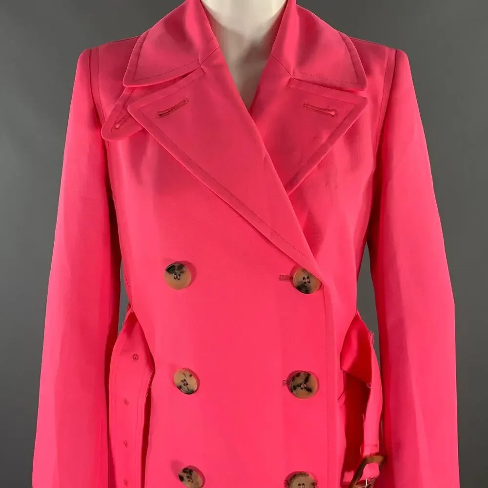 GOLDEN GOOSE Size S Pink Polyester Trench Coat - Picture 2 of 11